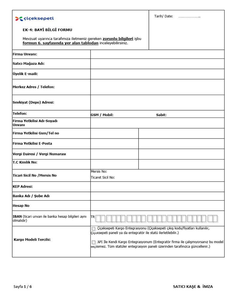 Bayi Bilgi Formu 2023 07 14 3 | PDF