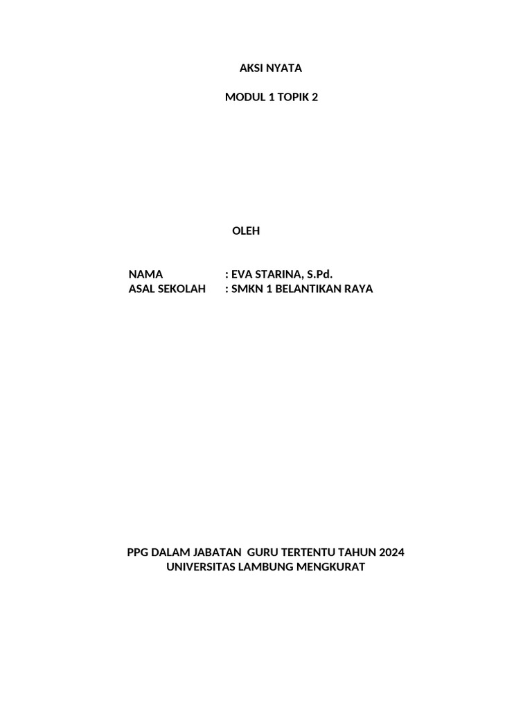 Aksi Nyata Dan Modul Ajar Modul 1 Topik 2 | PDF