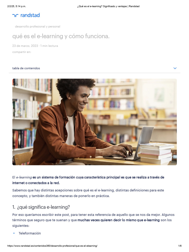 ¿Qué Es El E-Learning - Significado y Ventajas - Randstad | PDF ...