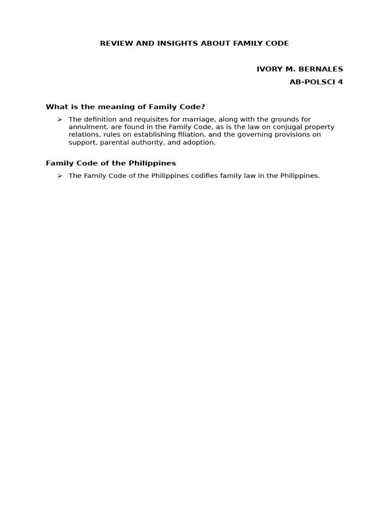 Overview of the Family Code | PDF