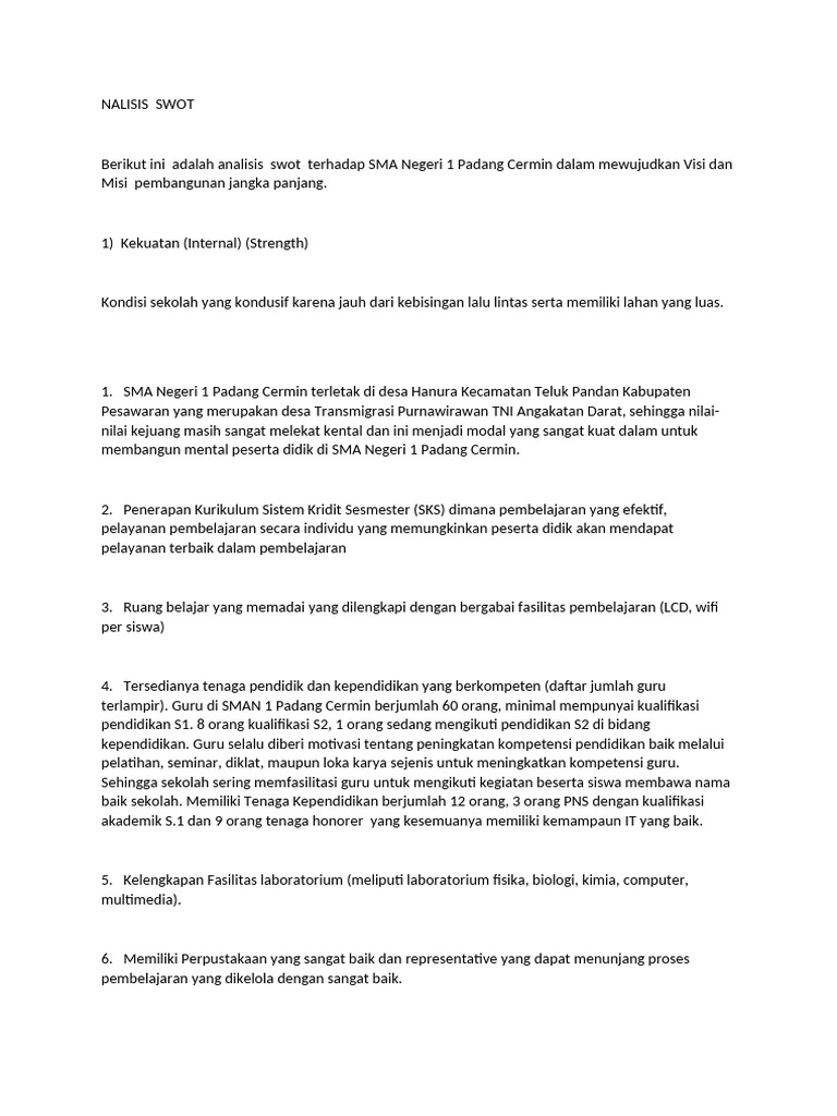 Contoh Swot | PDF