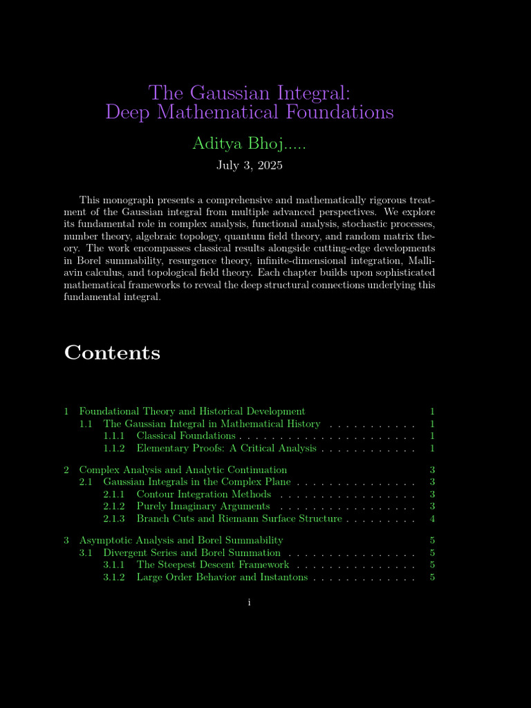 Advanced Gaussian Integral Theory | PDF | Integral | Normal Distribution