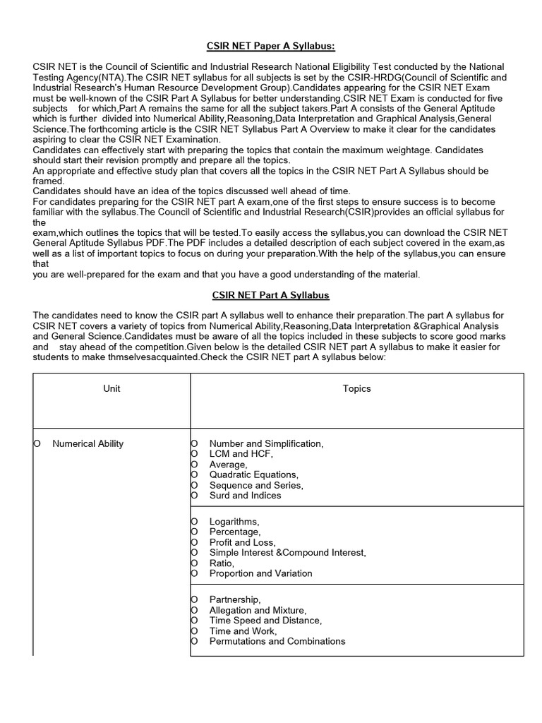 CSIR NET Paper A Syllabus - Get The Details For General Aptitude ...