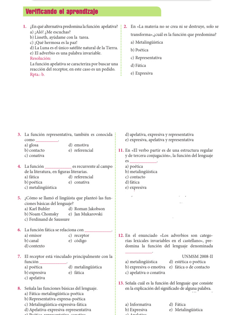 Ejercicios de funciones del lenguaje | PDF | Lingüística | Comunicación ...