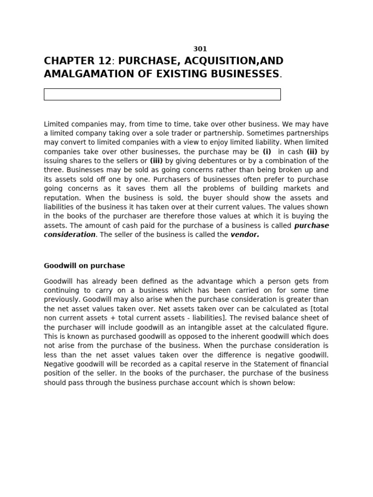 Business Acquisition and Goodwill Explained | PDF | Balance Sheet ...