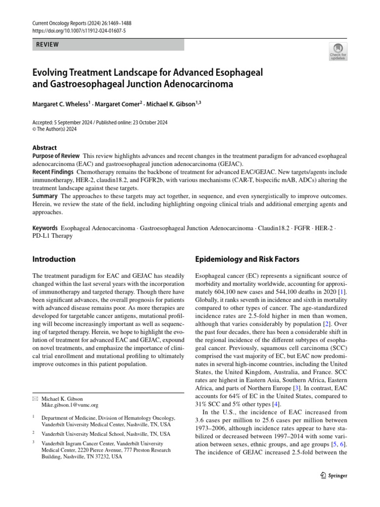 Advanced Esophageal Cancer Treatments Update | PDF | Esophageal Cancer ...
