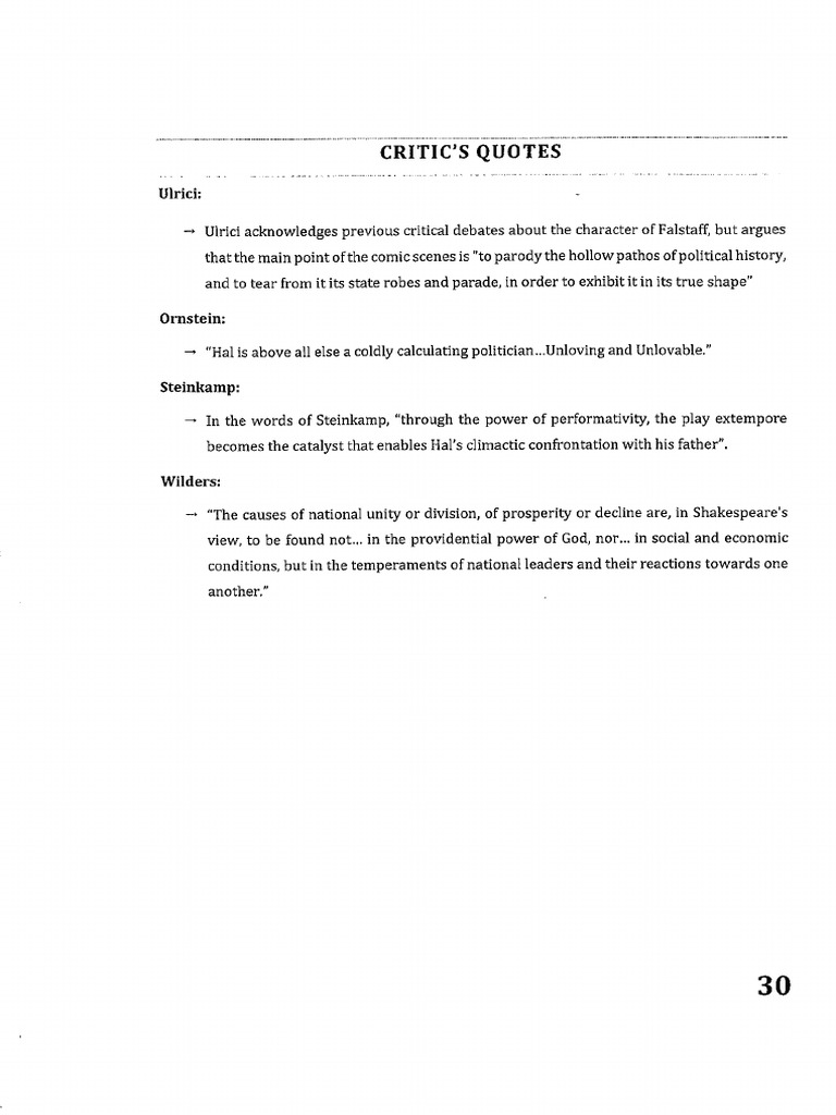 Henry+IV+ +Critics+Quotes | PDF