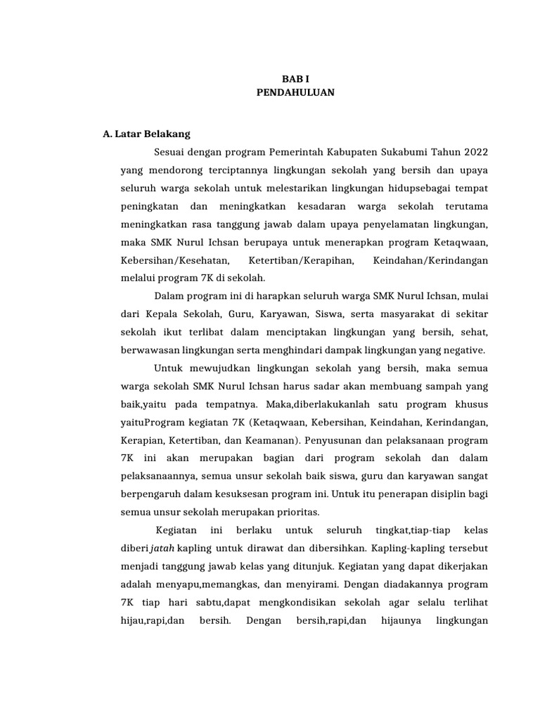 Program 7K untuk Lingkungan Sekolah SMK | PDF