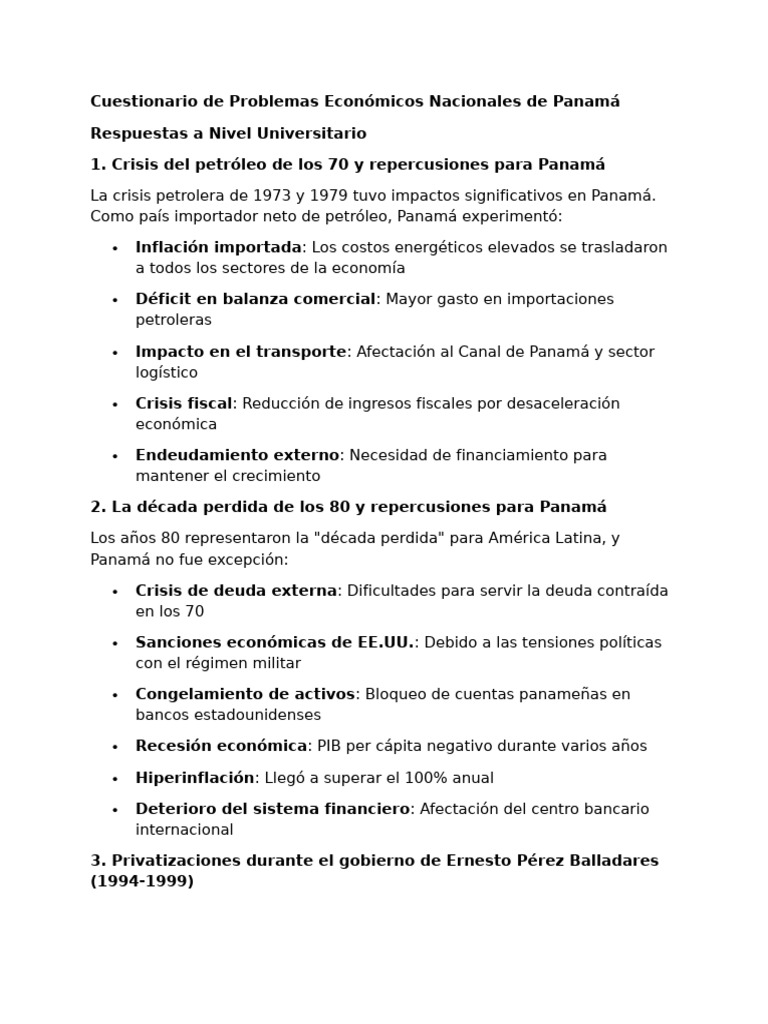 Problemas Económicos en Panamá | PDF | Panamá | Balance presupuestario ...