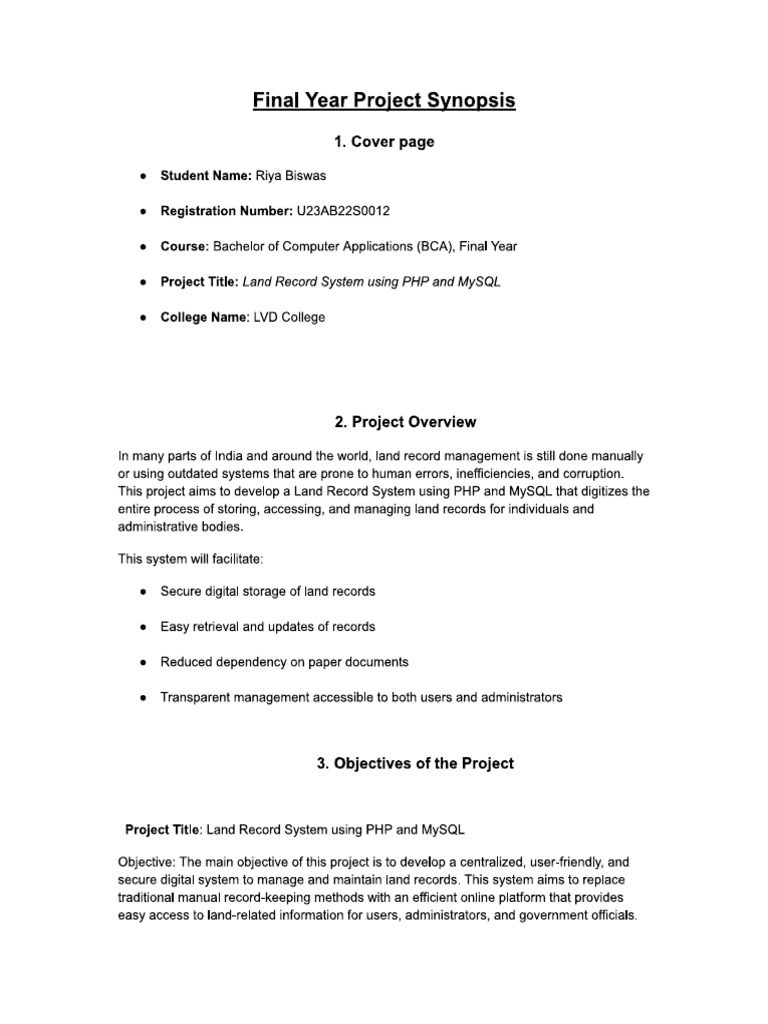 Project Synopsis | PDF