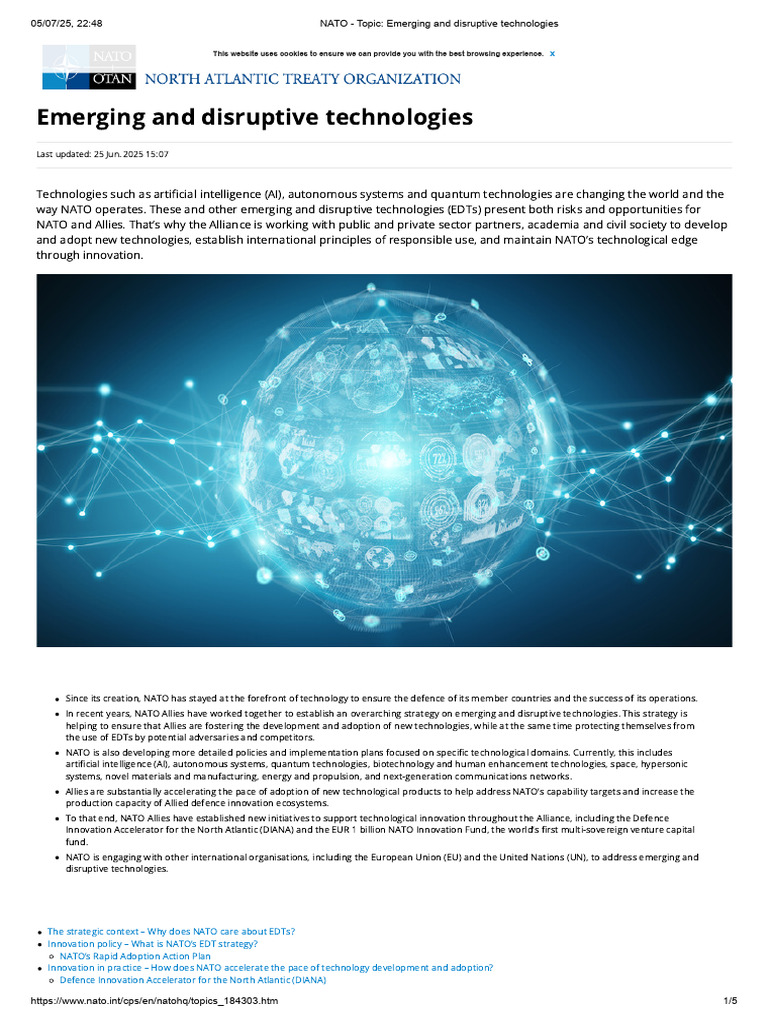 2025 - NATO - Topic - Emerging and Disruptive Technologies | PDF | Nato ...
