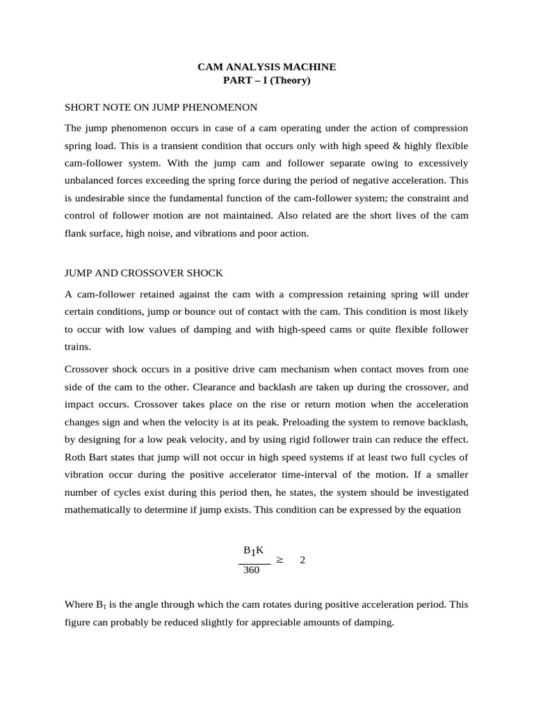 Cam Jump Phenomenon Analysis | PDF | Rotation | Acceleration