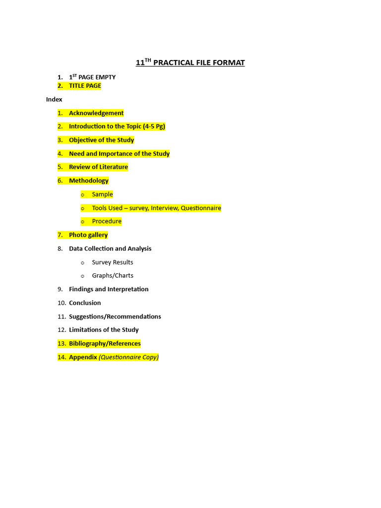 11th Practical File Format | PDF | Adolescence | Self Esteem