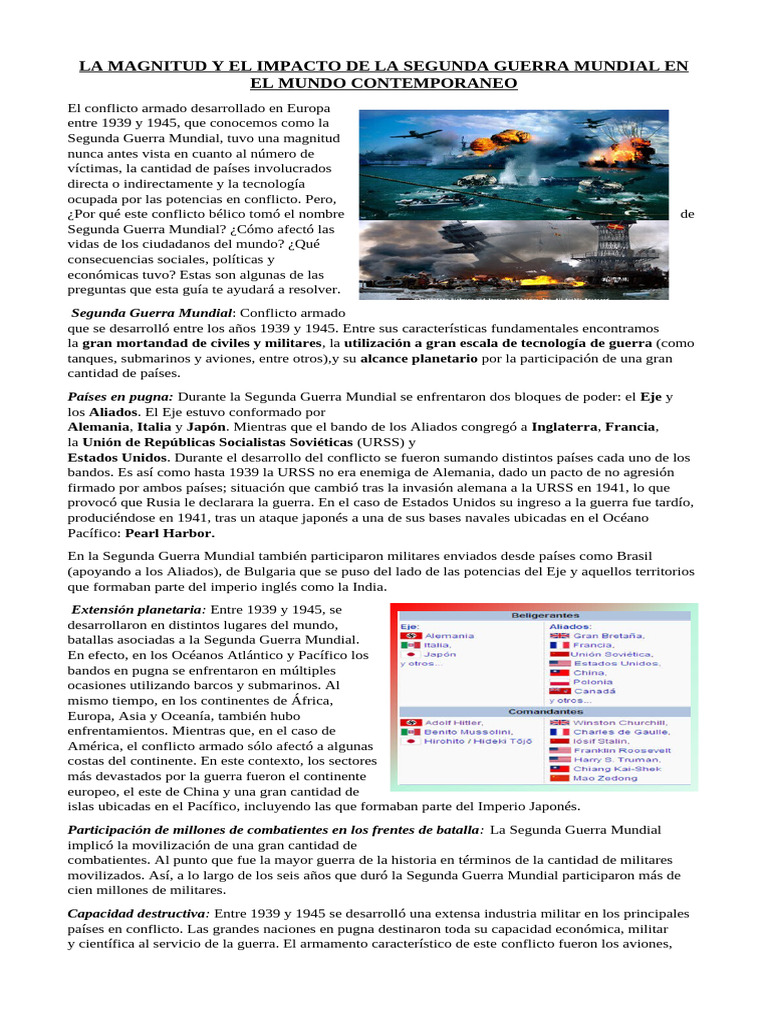 La Magnitud y El Impacto de La Segunda Guerra Mundial en El Mundo ...