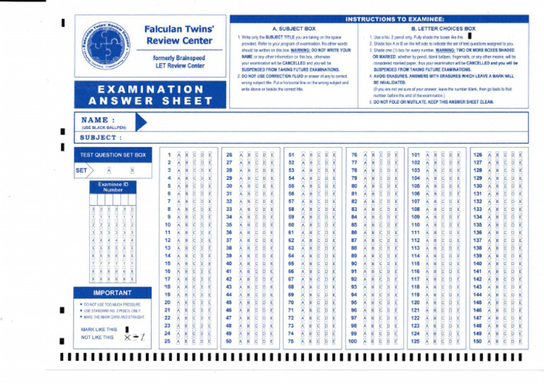 Answer Sheet | PDF