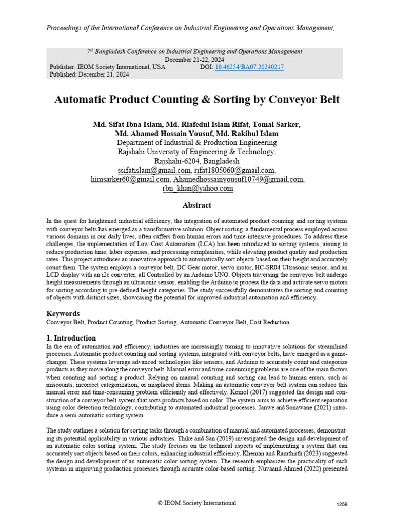 Automated Counting & Sorting System | PDF | Automation | Accuracy And ...