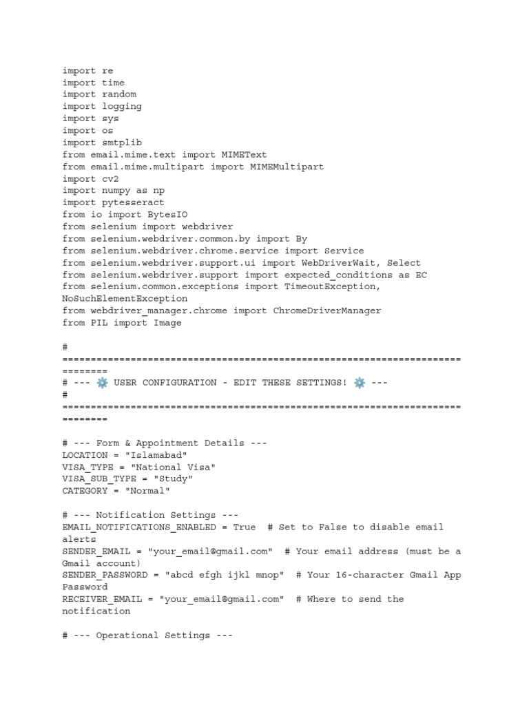 Italy Visa Appointment Booking Bot | PDF | Selenium (Software) | Computing