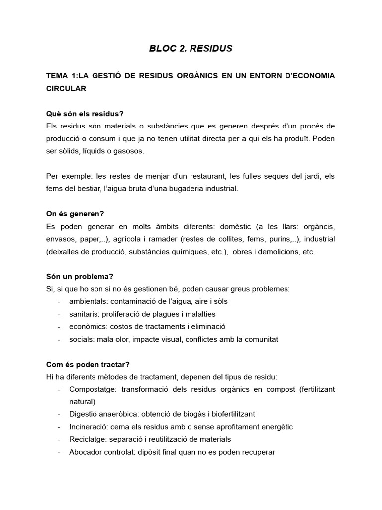 Bloc 2. Residus | PDF