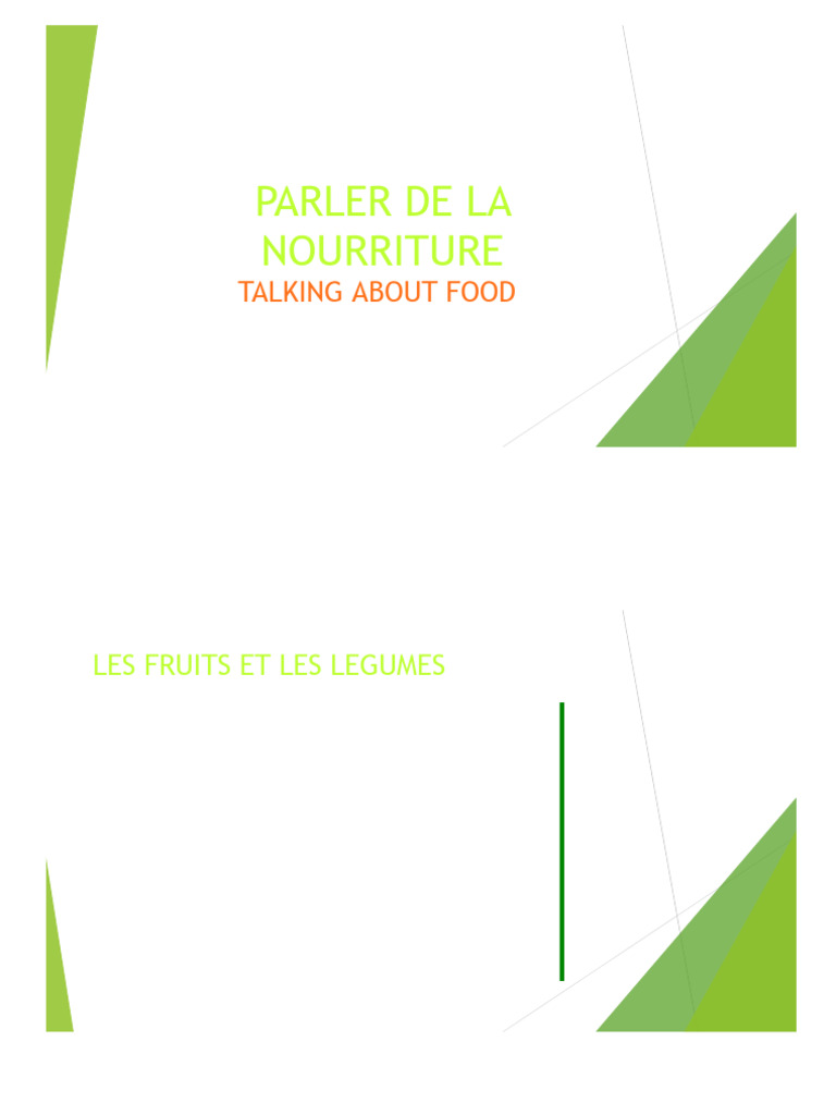 Vocabulaire de la nourriture en français | PDF | Cuisine | Nourritures
