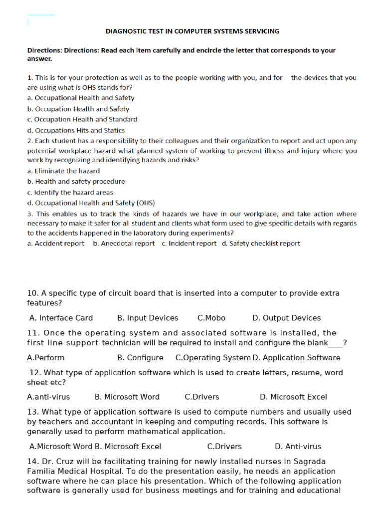 Essential Computer Hardware and Software Quiz | PDF | Computer Network ...