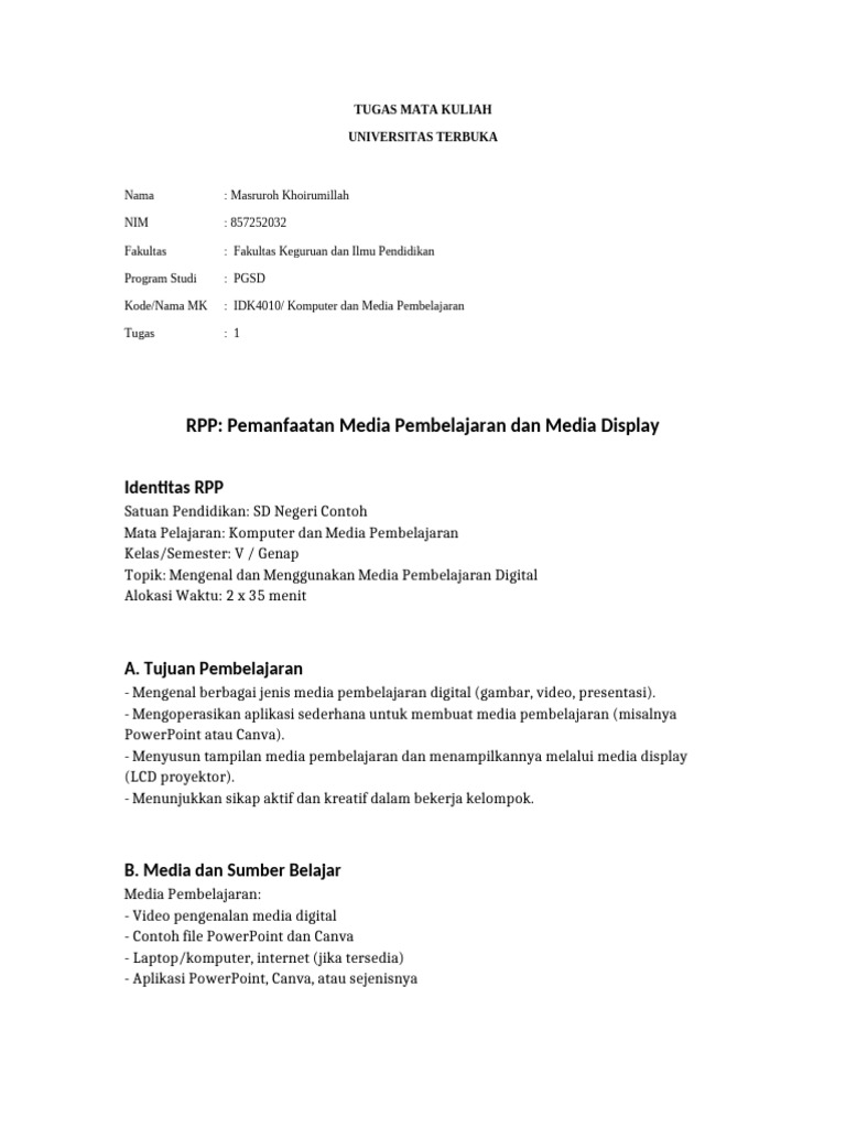 Tugas 1 RPP | PDF