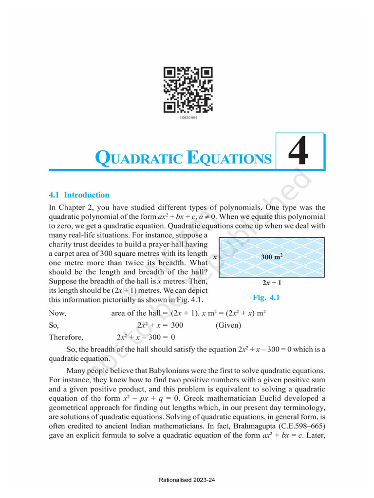 CHP 4 Quadratic Equations | PDF