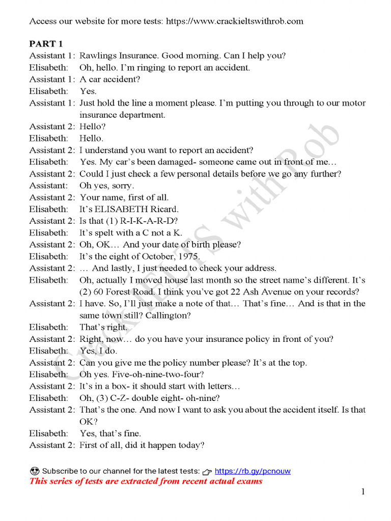 Test 16 - Tapescript | PDF