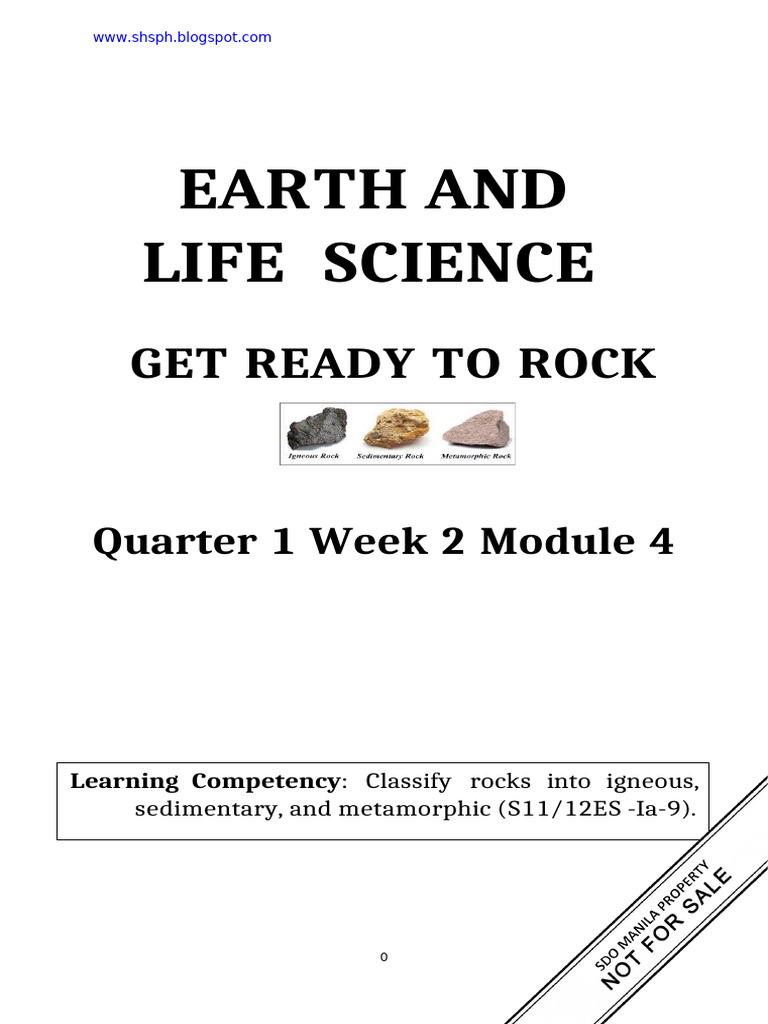 ELS - Q1 - Module-4 - Earth and Life Science (Classification of Rocks ...