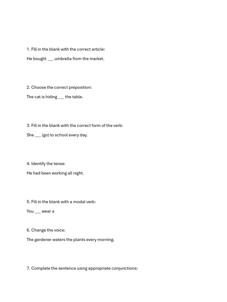 Grammar Practice Exercises and Solutions | PDF