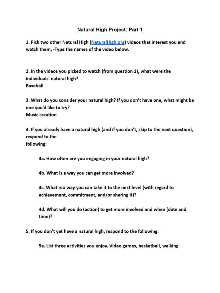 Jaidyn Hellhake - Natural High Project Part 1 - 9502908 | PDF
