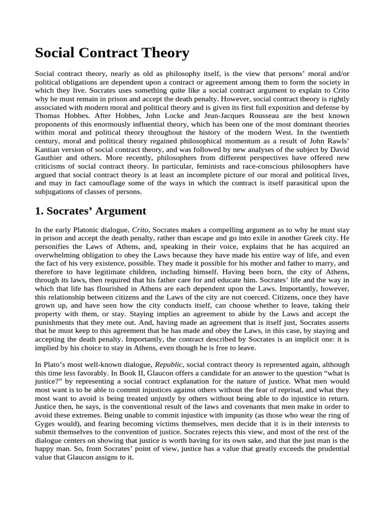 Understanding Social Contract Theory | PDF | Justice | Crime & Violence