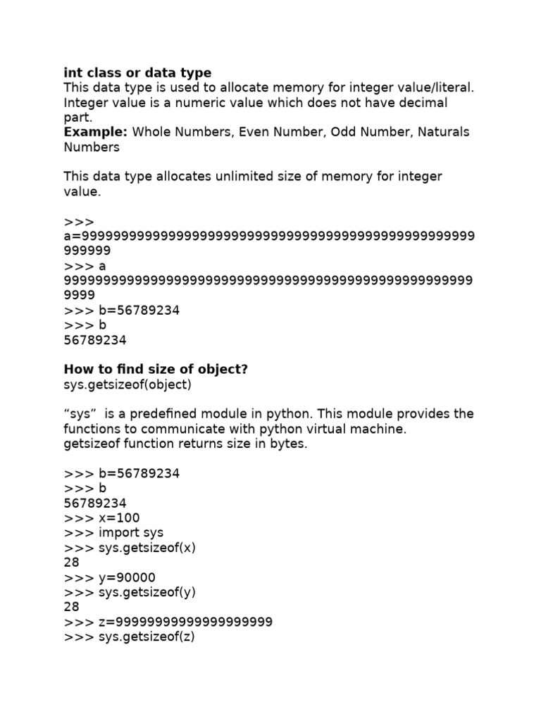 Python Integer Data Type Overview | PDF | Integer (Computer Science ...