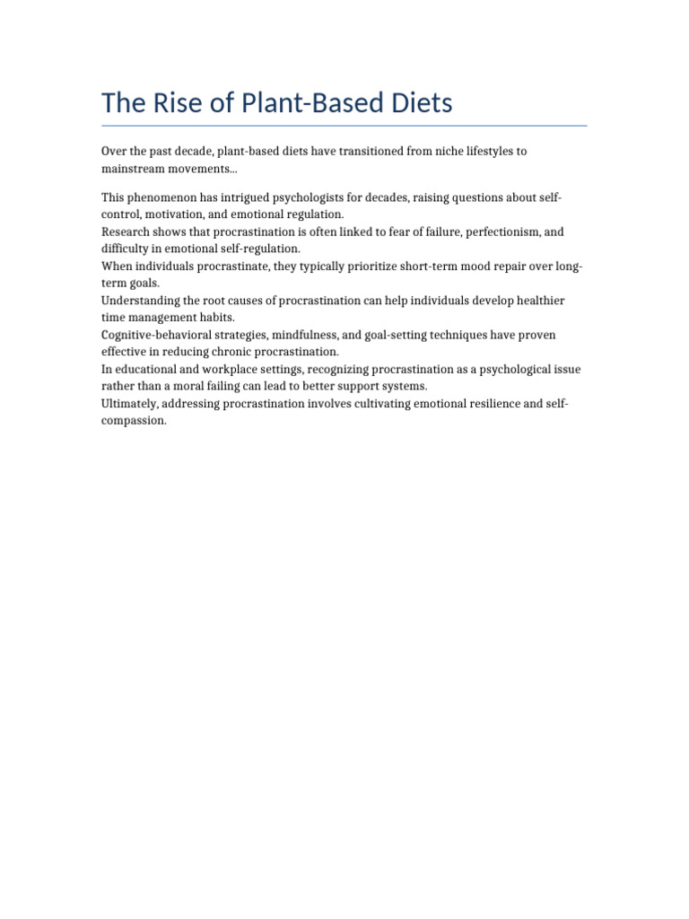 Essay 4 The Rise of Plant-Based Diets | PDF