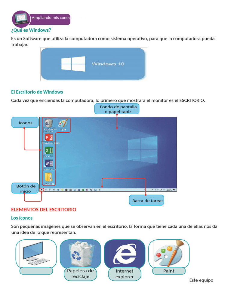 Introducción a Windows y su Escritorio | PDF | Ventana (informática ...