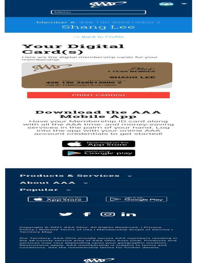 Digital Card AAA Ohio | PDF