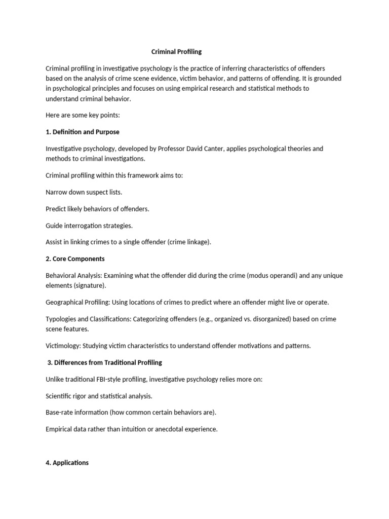 Criminal Profiling in Investigative Psychology | PDF | Offender ...