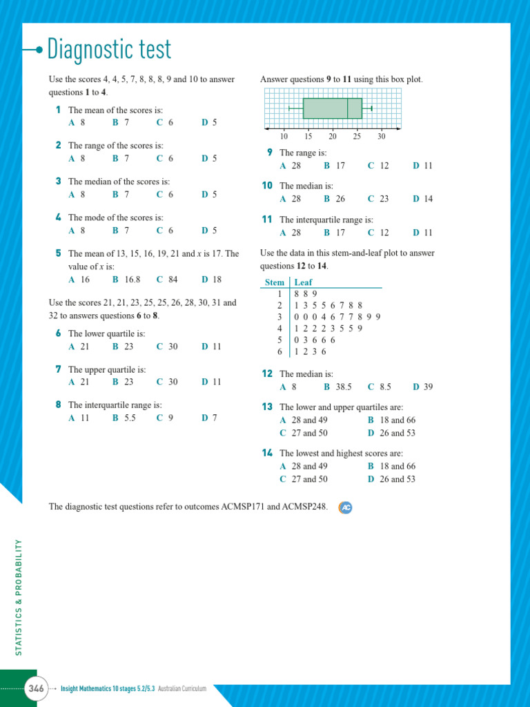 Statistics and Probability Test Questions | PDF | Quartile | Mathematics