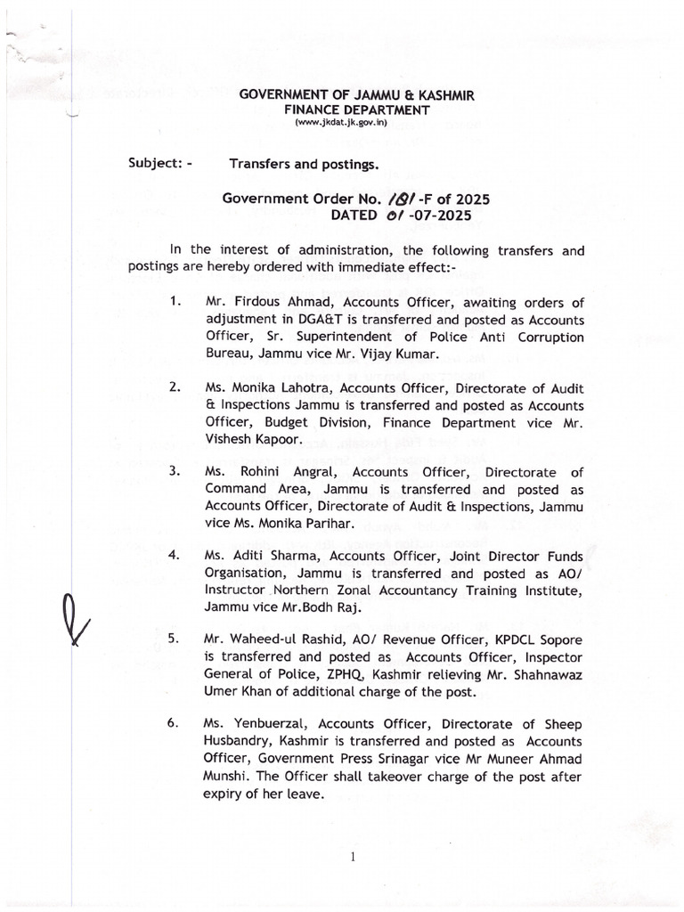 Transfer of AO | PDF