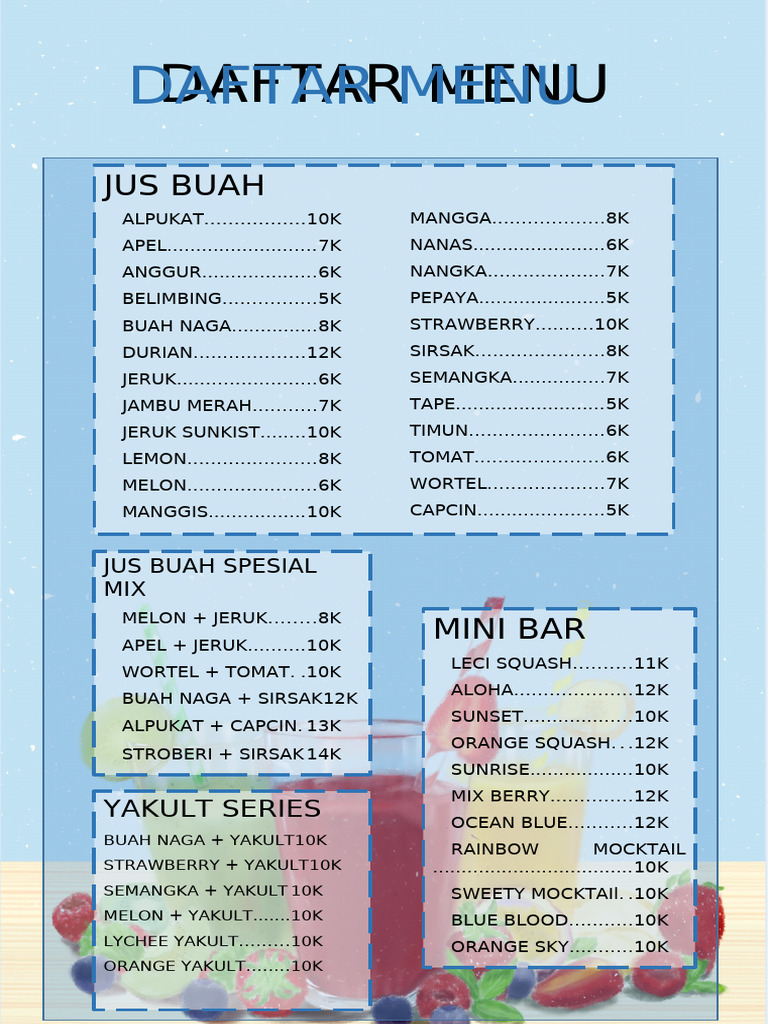Menu Jus dan Yakult Spesial | PDF