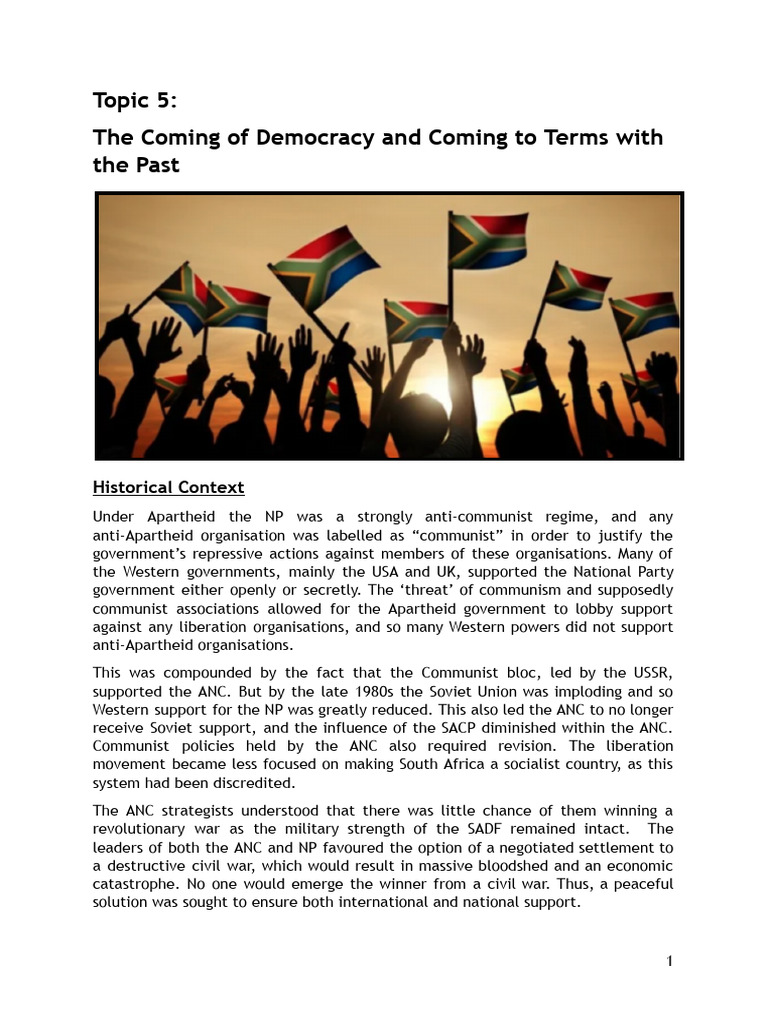 Topic 5 Notes 2024 Draft | PDF | Nelson Mandela | African National Congress