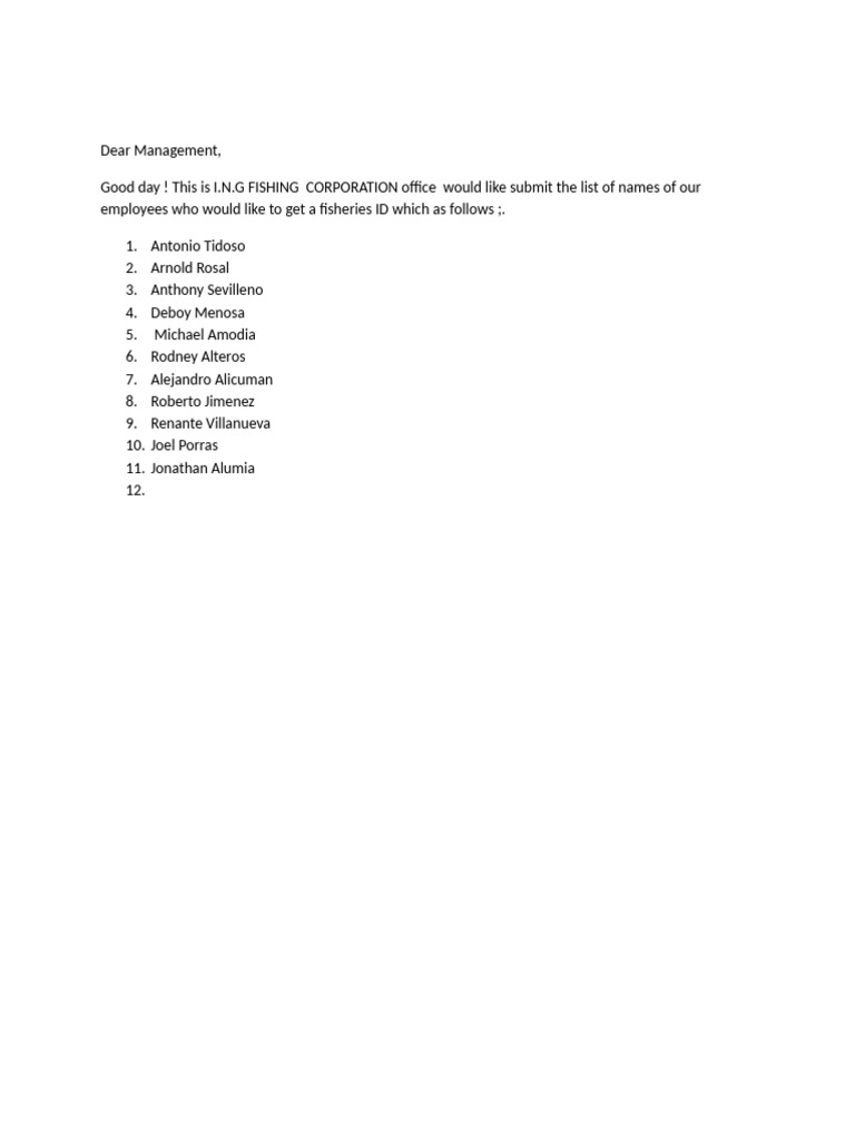 Dear Management | PDF