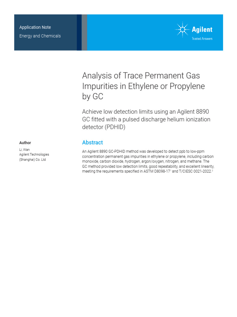 GC-PDHID Analysis of Ethylene Impurities | PDF | Gas Chromatography | Gases