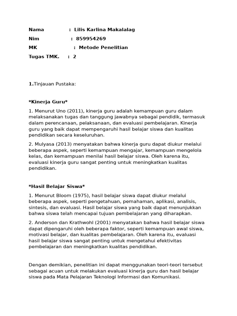 Evaluasi Kinerja Guru dan Hasil Belajar | PDF