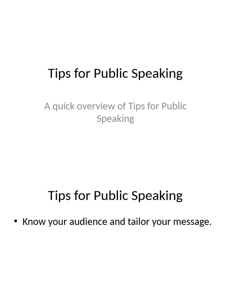 Tips For Public Speaking | PDF