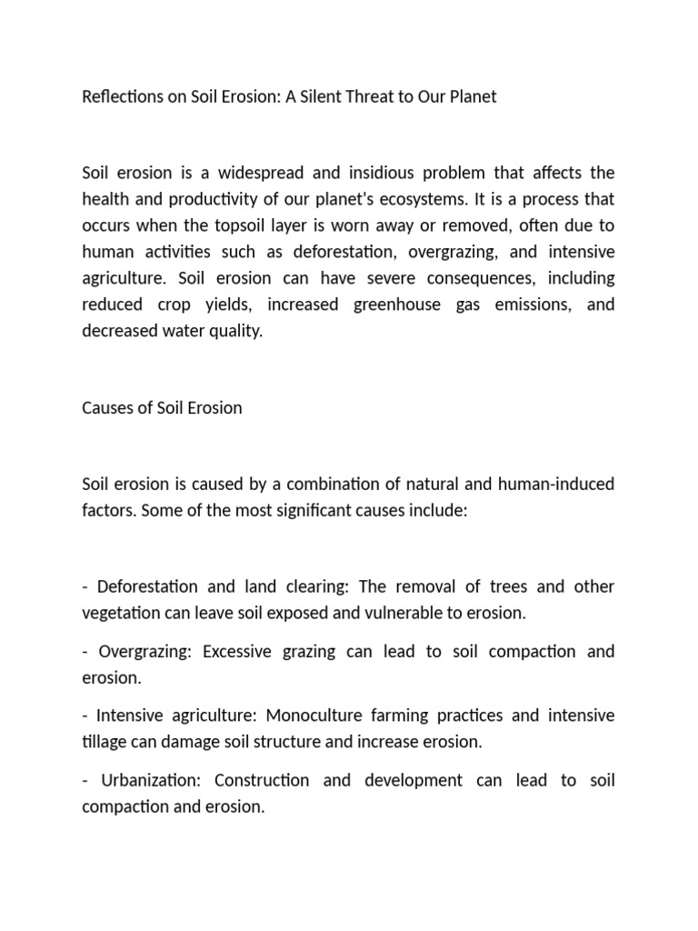 Reflections On Soil Erosion | PDF | Soil | Agriculture
