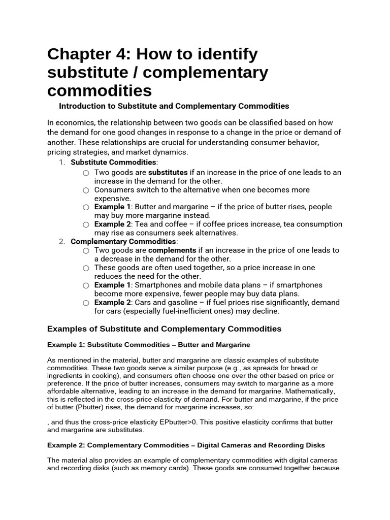 Identifying Substitute and Complementary Goods | PDF | Mathematical ...