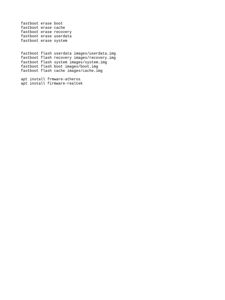 Fastboot Erase and Flash Commands Guide | PDF