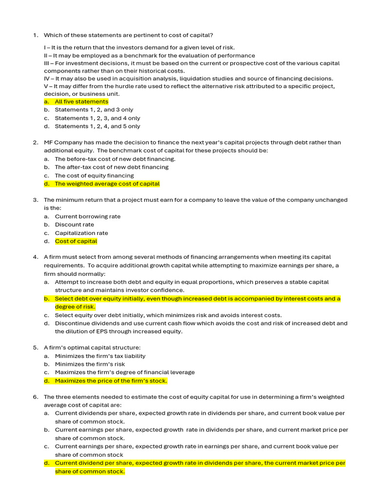 Cost of Capital: Key Concepts Explained | PDF | Cost Of Capital | Dividend