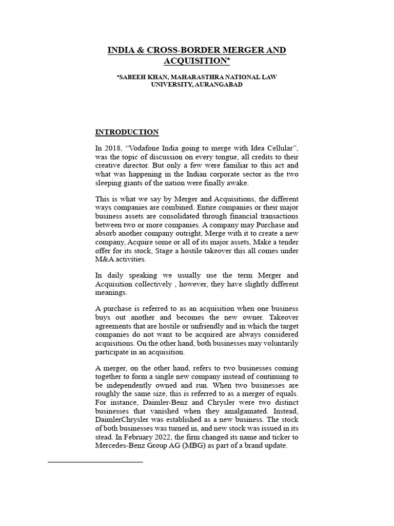 Cross-Border M&A Trends in India | PDF | Mergers And Acquisitions ...
