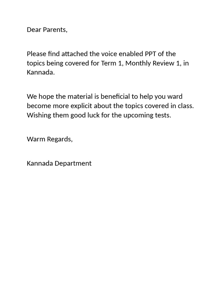 Instructions To Parents | PDF